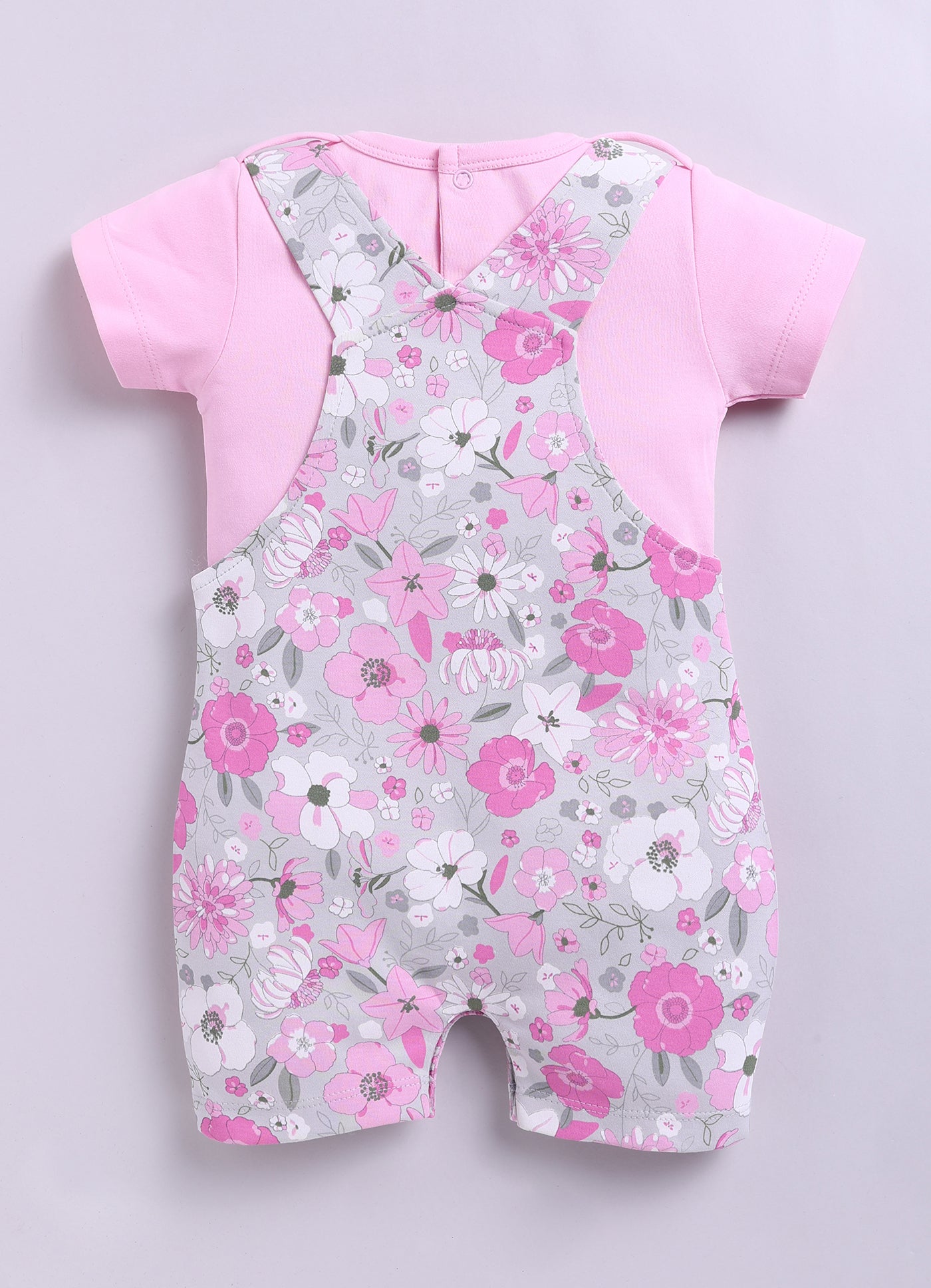 Half Sleeve Dungaree for Girls - Pink