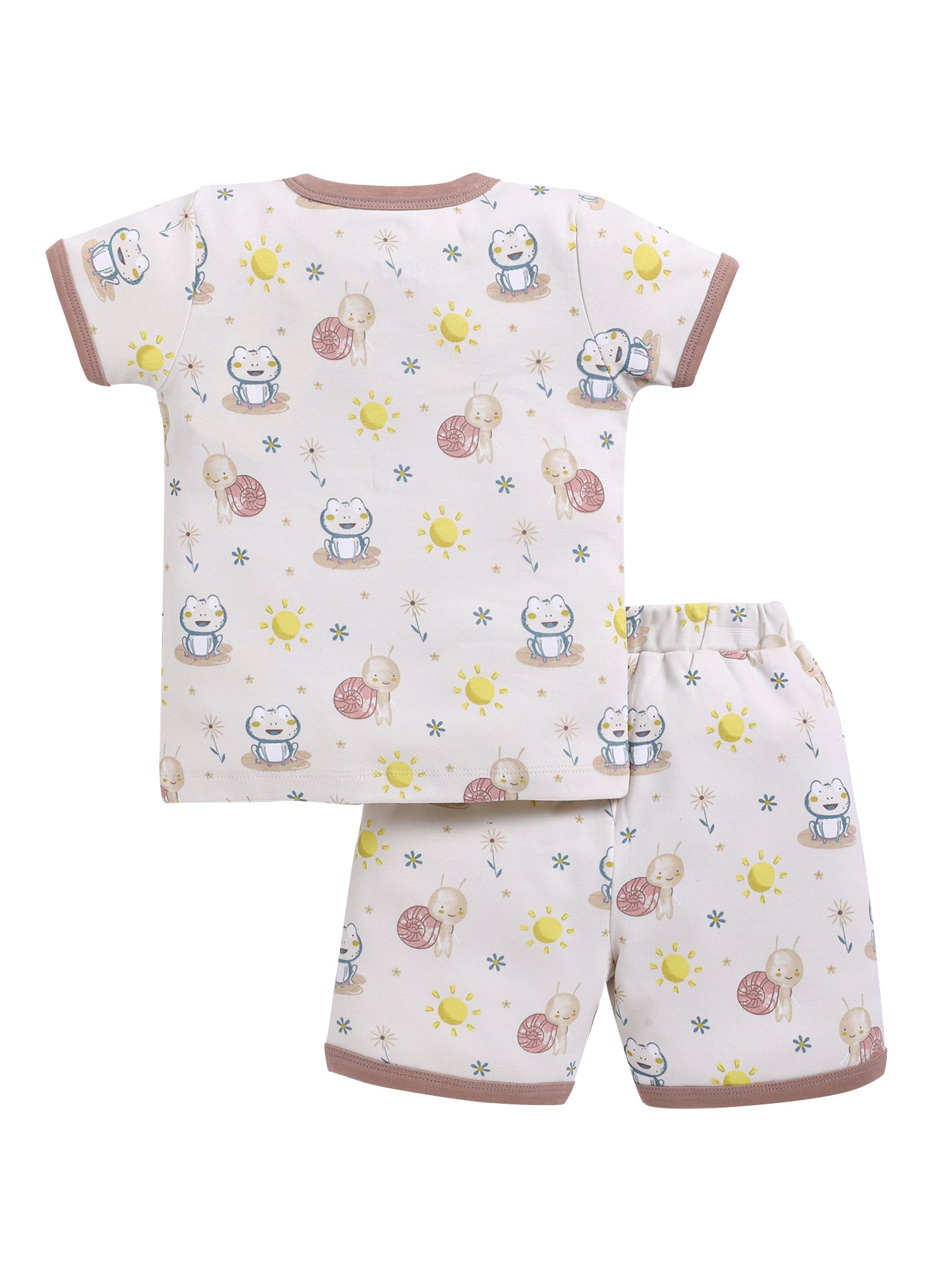 Half Sleeve Top & Bottom for Boys - Beige