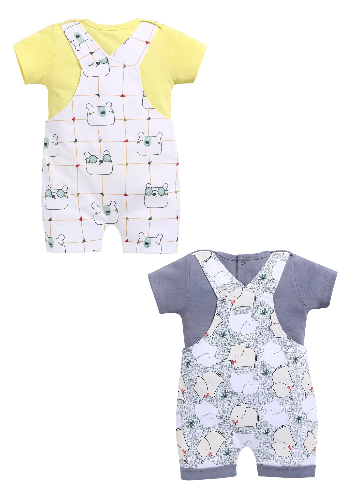 Half Sleeve Dungaree for Boys - Light Green & Green