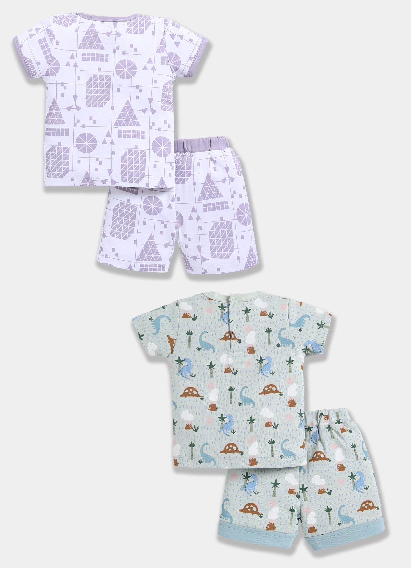 Half Sleeve Top & Bottom for Boys - Pista Green & OffWhite