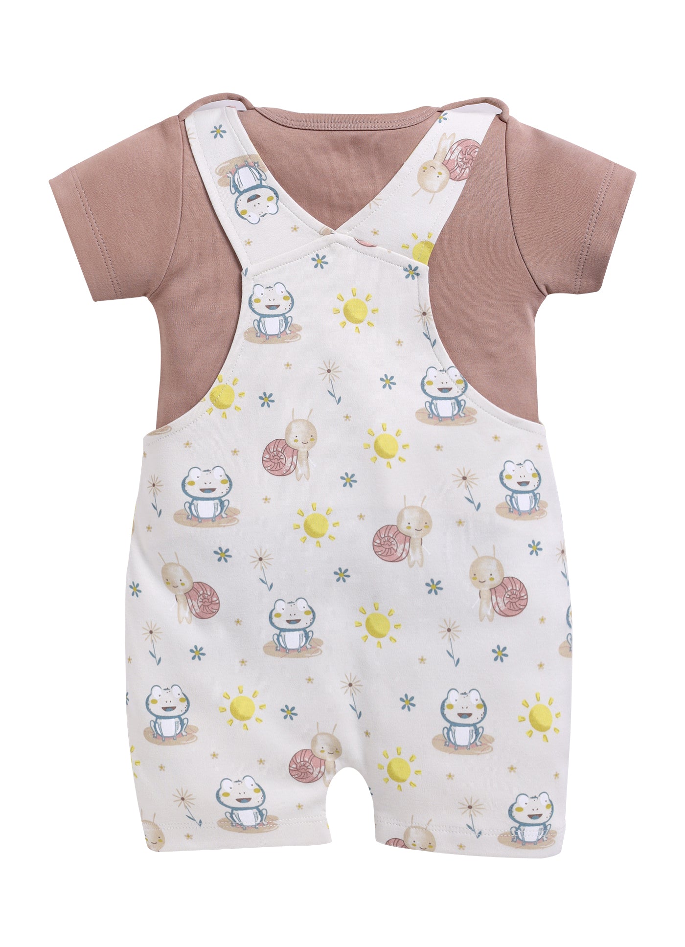 Half Sleeve Dungaree for Boys - Beige