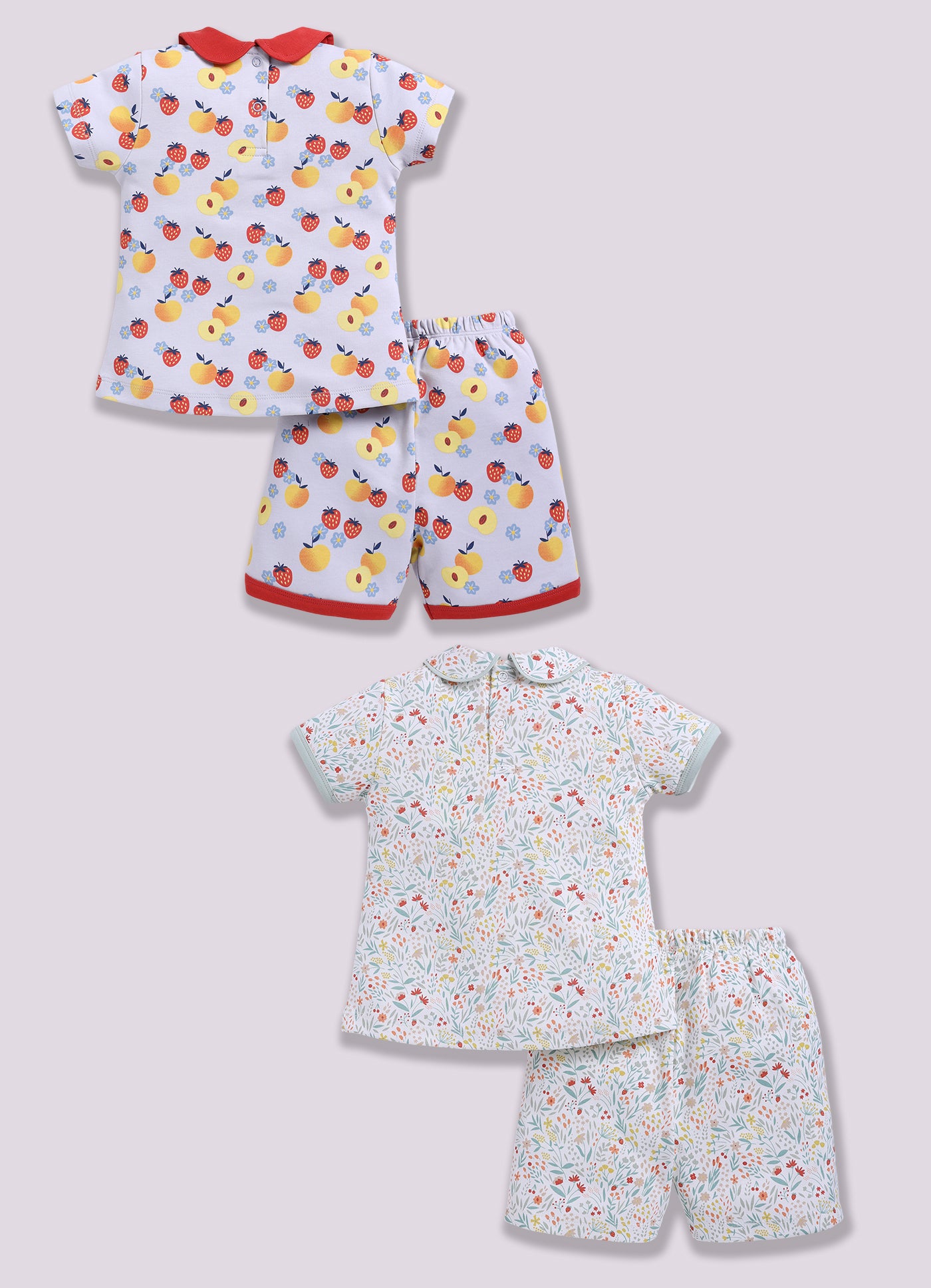 Half-Sleeve Top & Bottom For Girls - Mint & Peach