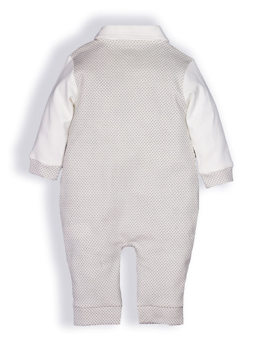 Romper with a bow for Baby Boy-GREY