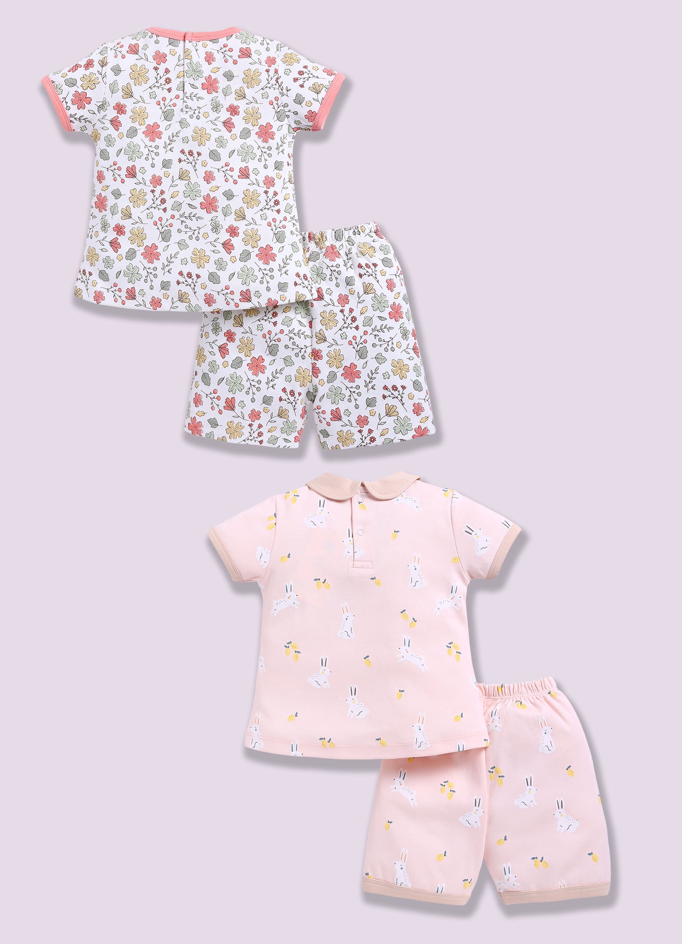 Half-Sleeve Top & Bottom For Girls - Teal & Rose