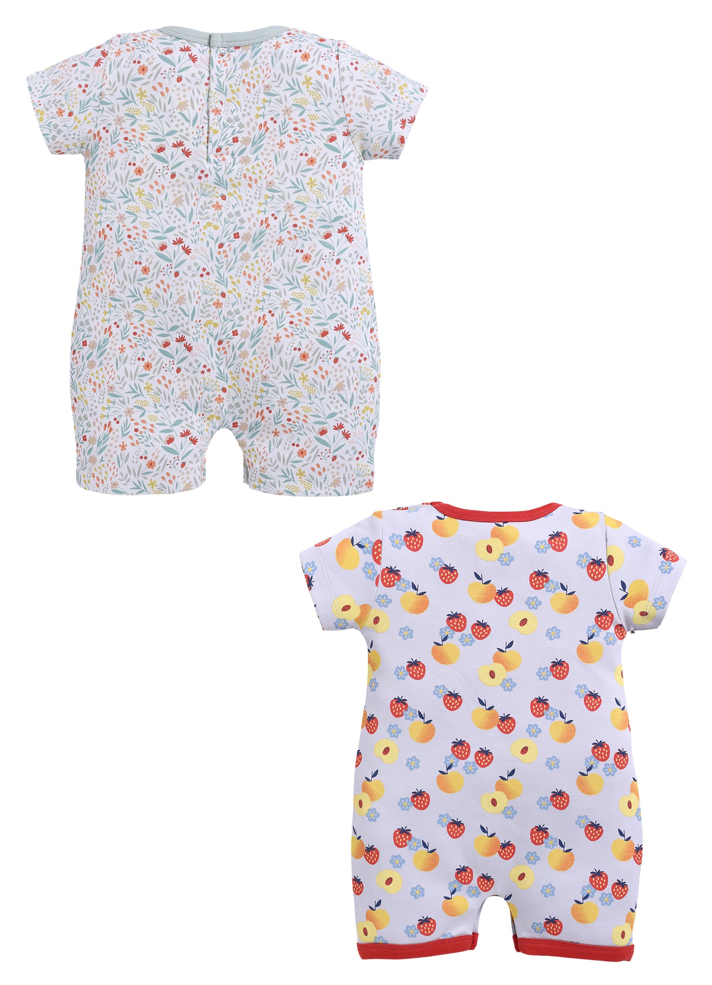 Half Sleeve Romper for Girls - Mint & Peach