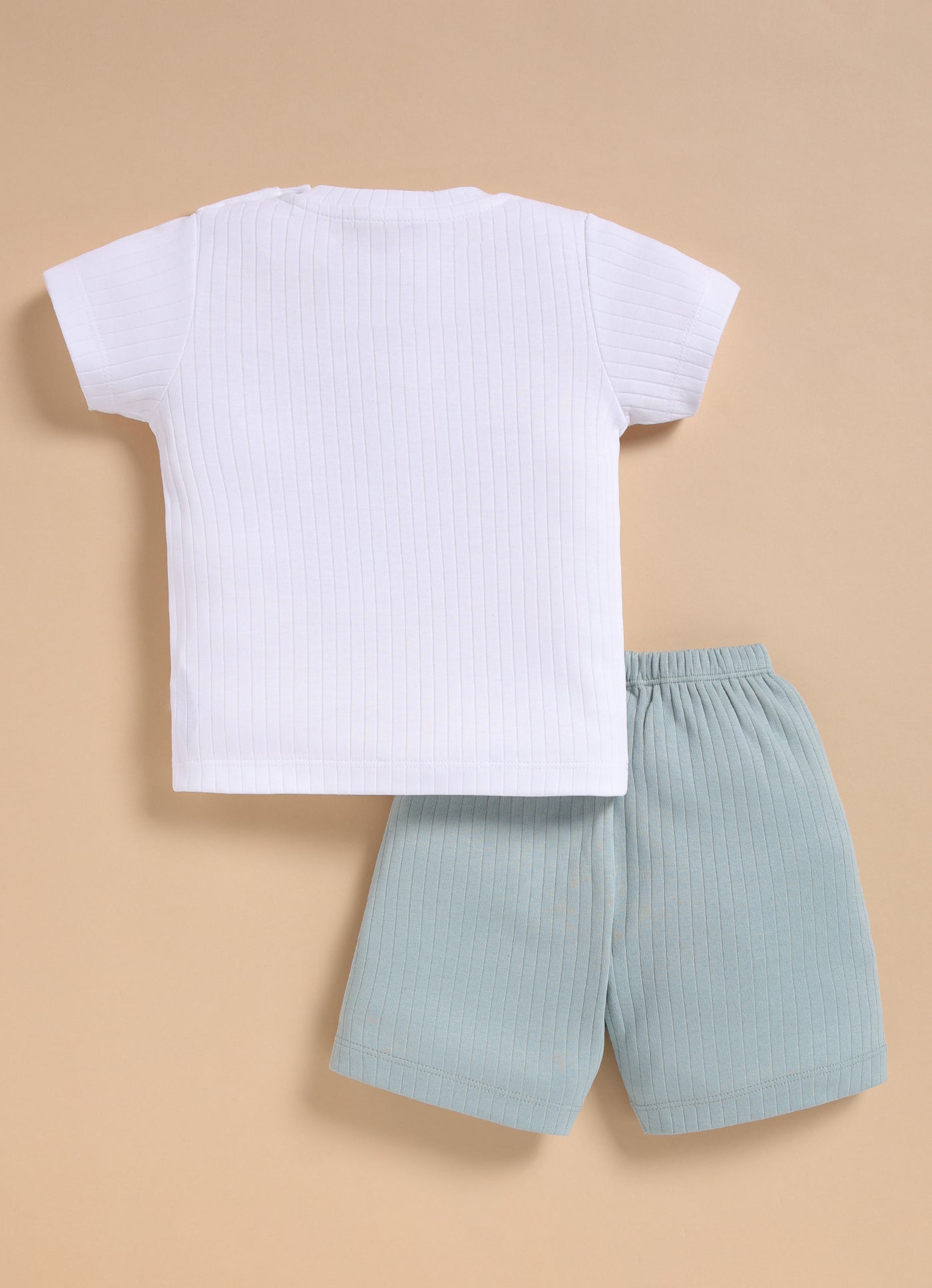 Half-Sleeve Top & Bottom For Boys - Mint Green Little Croco