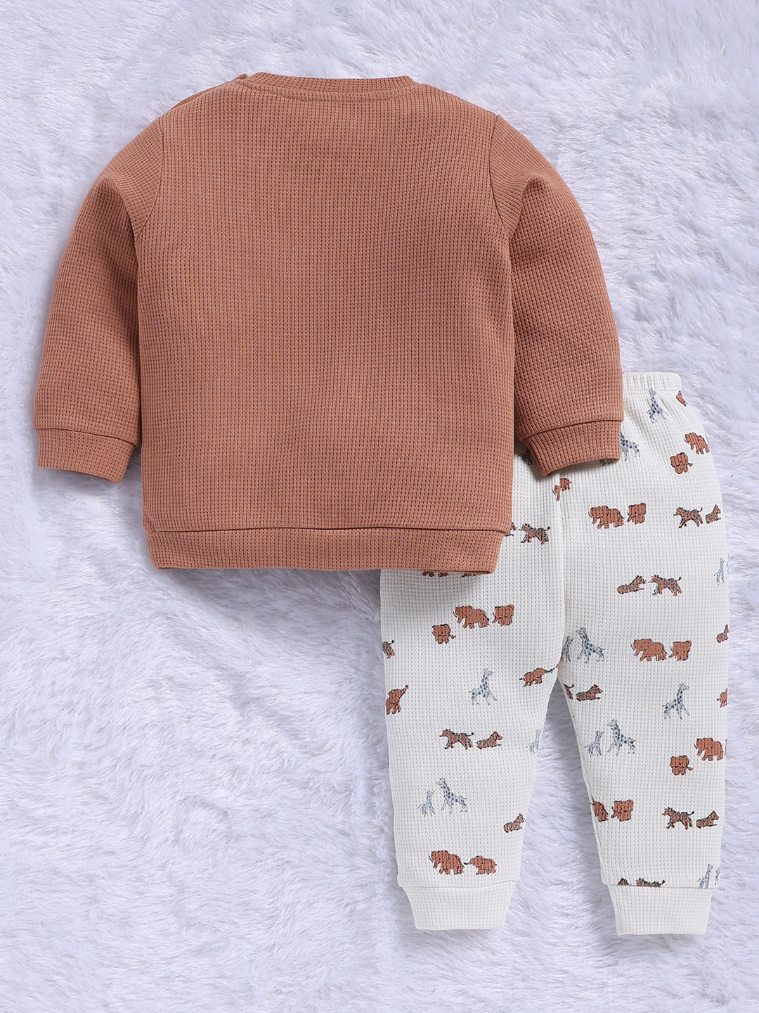 Top & Bottom for Boys - Brown Happy Elephant