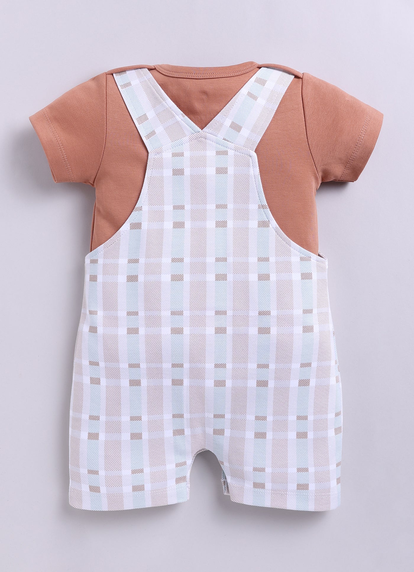 Half Sleeve Dungaree for Boys - Tan