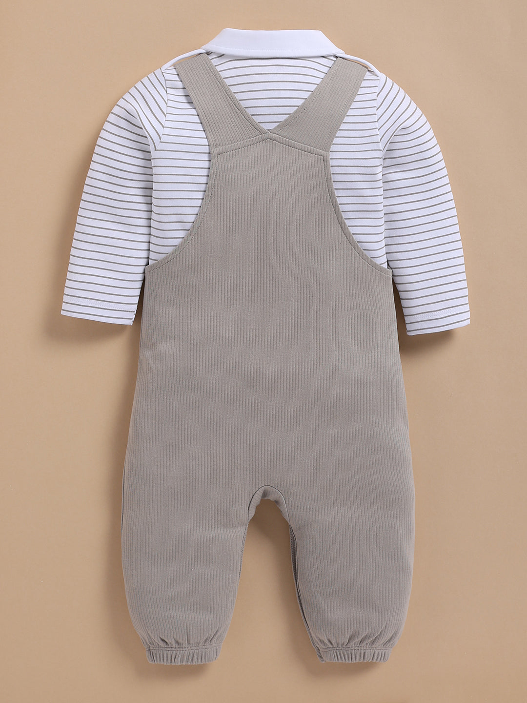 Dungaree - Light Grey Ribbed
