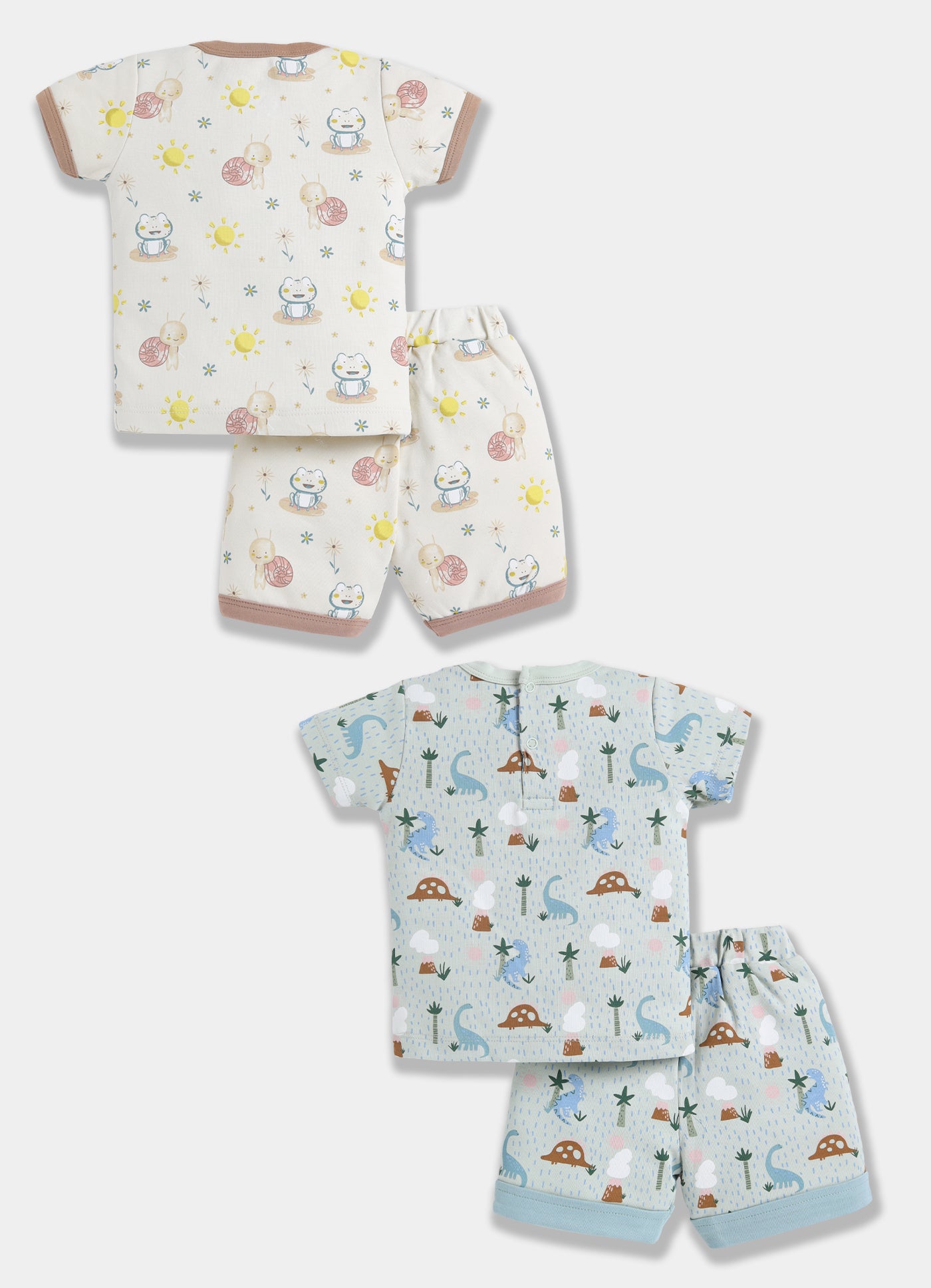 Half Sleeve Top & Bottom for Boys - Pista Green & Beige