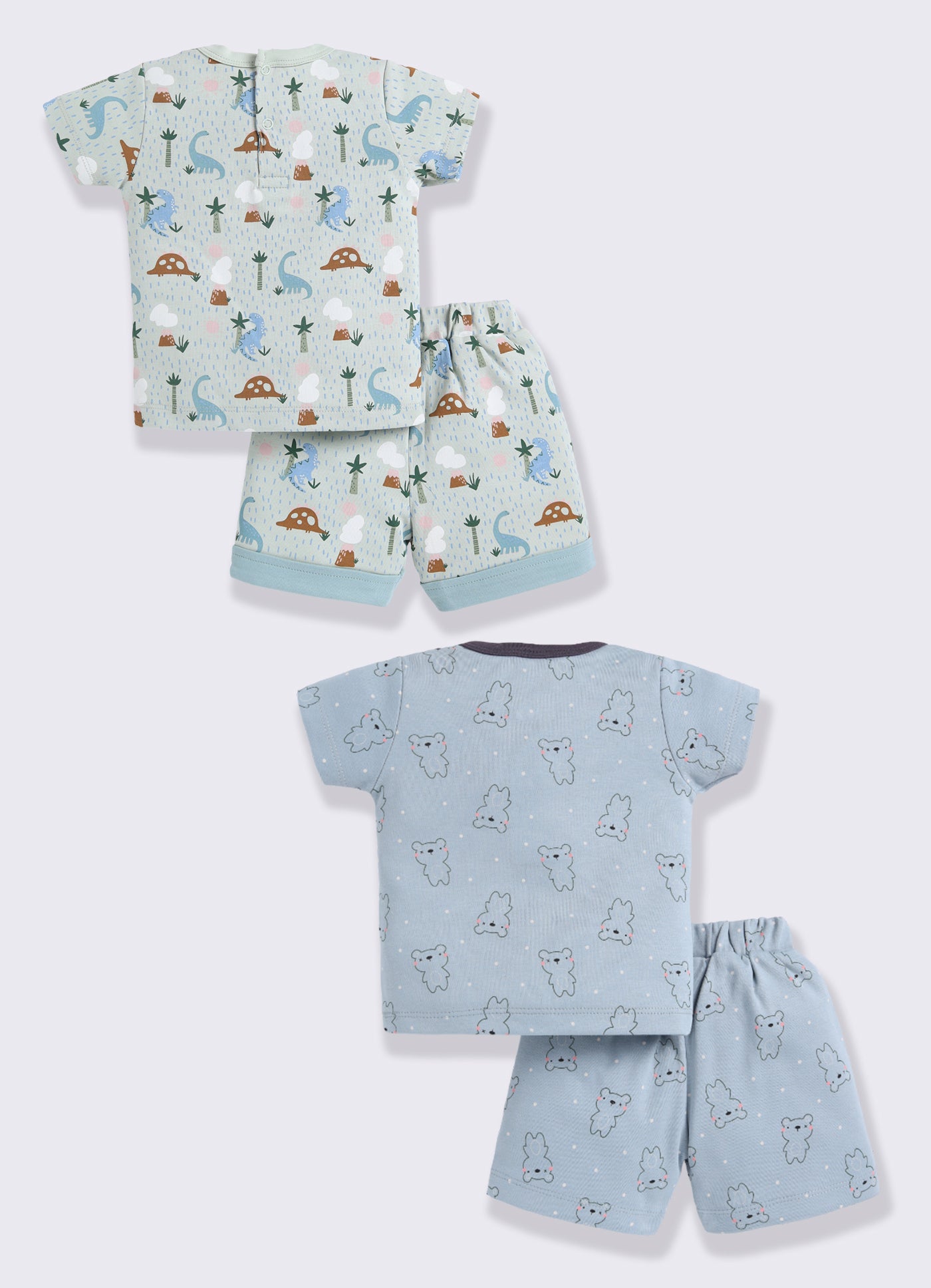 Half Sleeve Top & Bottom for Boys - Pista Green & Slate Grey
