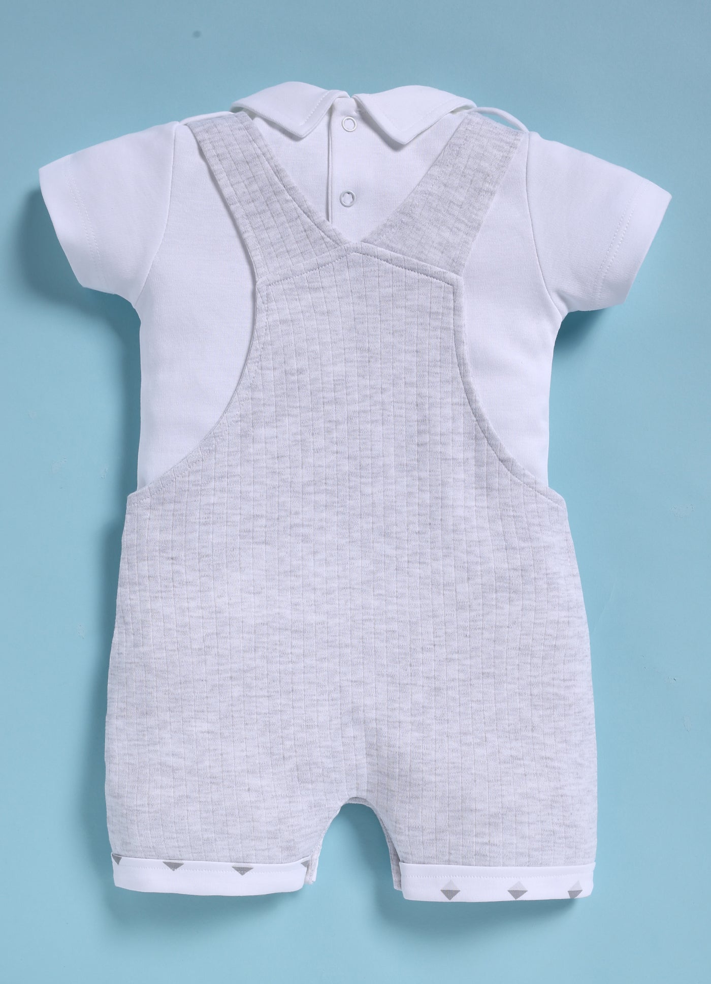 Half Sleeve Dungaree for Boys – White Melange Well Done!