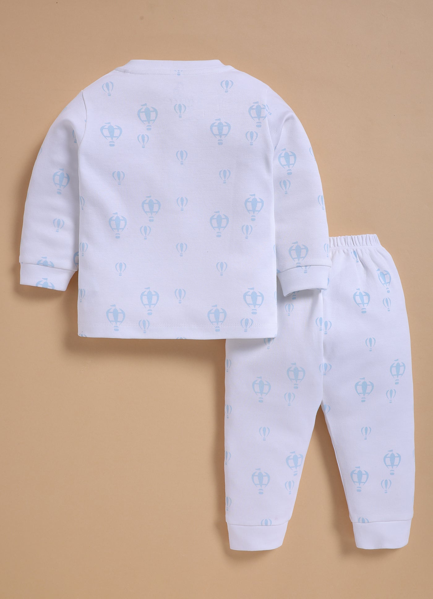 Full-Sleeve Top & Bottom For Boys - White Sky Balloon