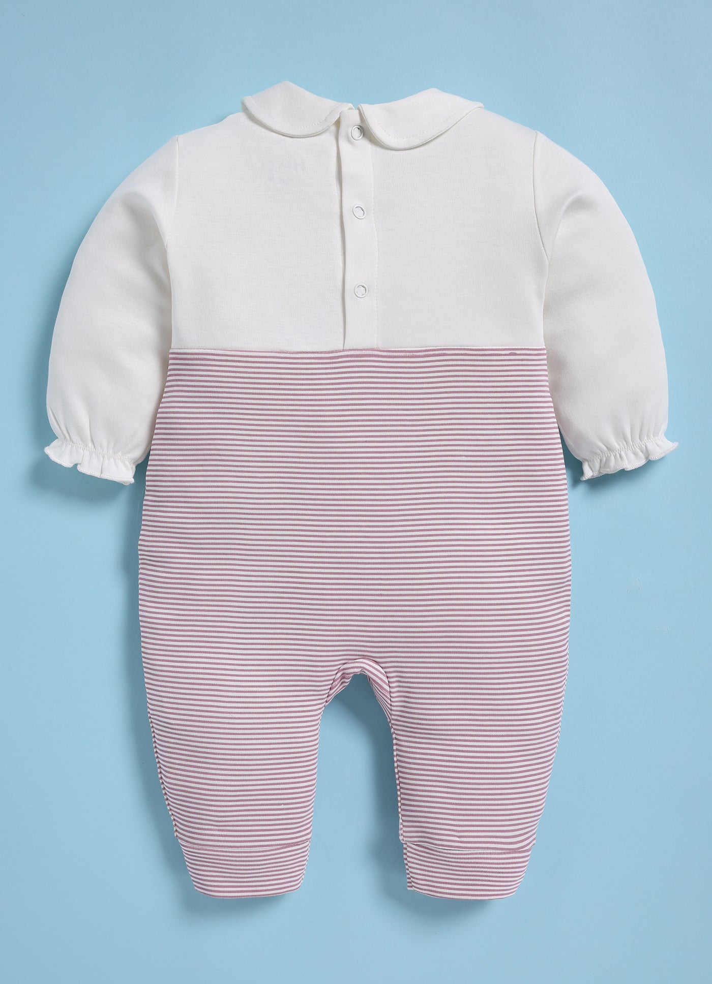 Full Sleeve Romper for Girls - Mauve Striped