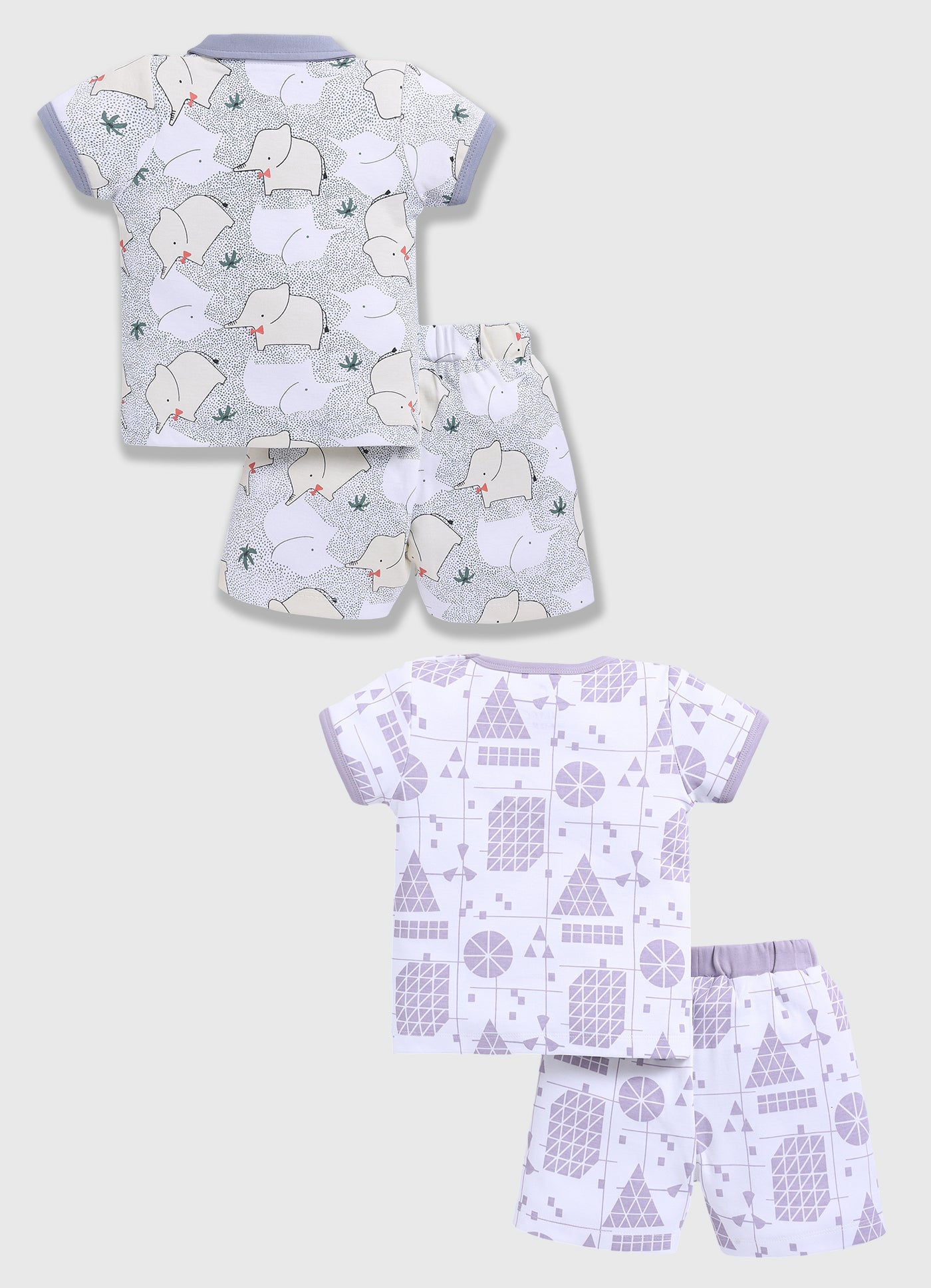 Half Sleeve Top & Bottom for Boys - Light Green & Off-White