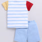 Multi Color Striped Baby Boy Half T Shirt & Short Set-Blue