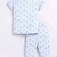 Baby Star Printed Half Sleeves Boy Night Suit-SEA GREEN
