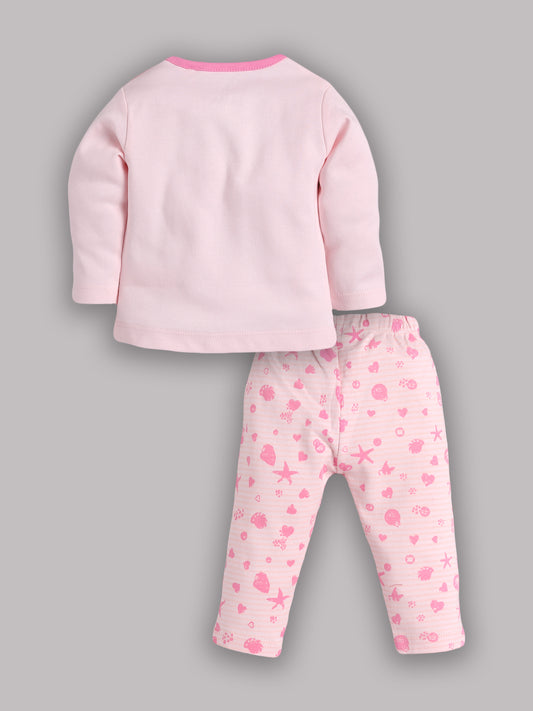 Baby full sleeve Cotton Dress/T-shirts pant set clothes for baby Girl PINK