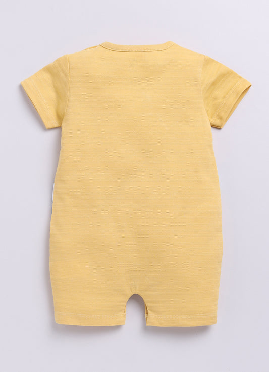 Baby Boy Short Sleeve Romper with Stripey Zebra Design-Yellow