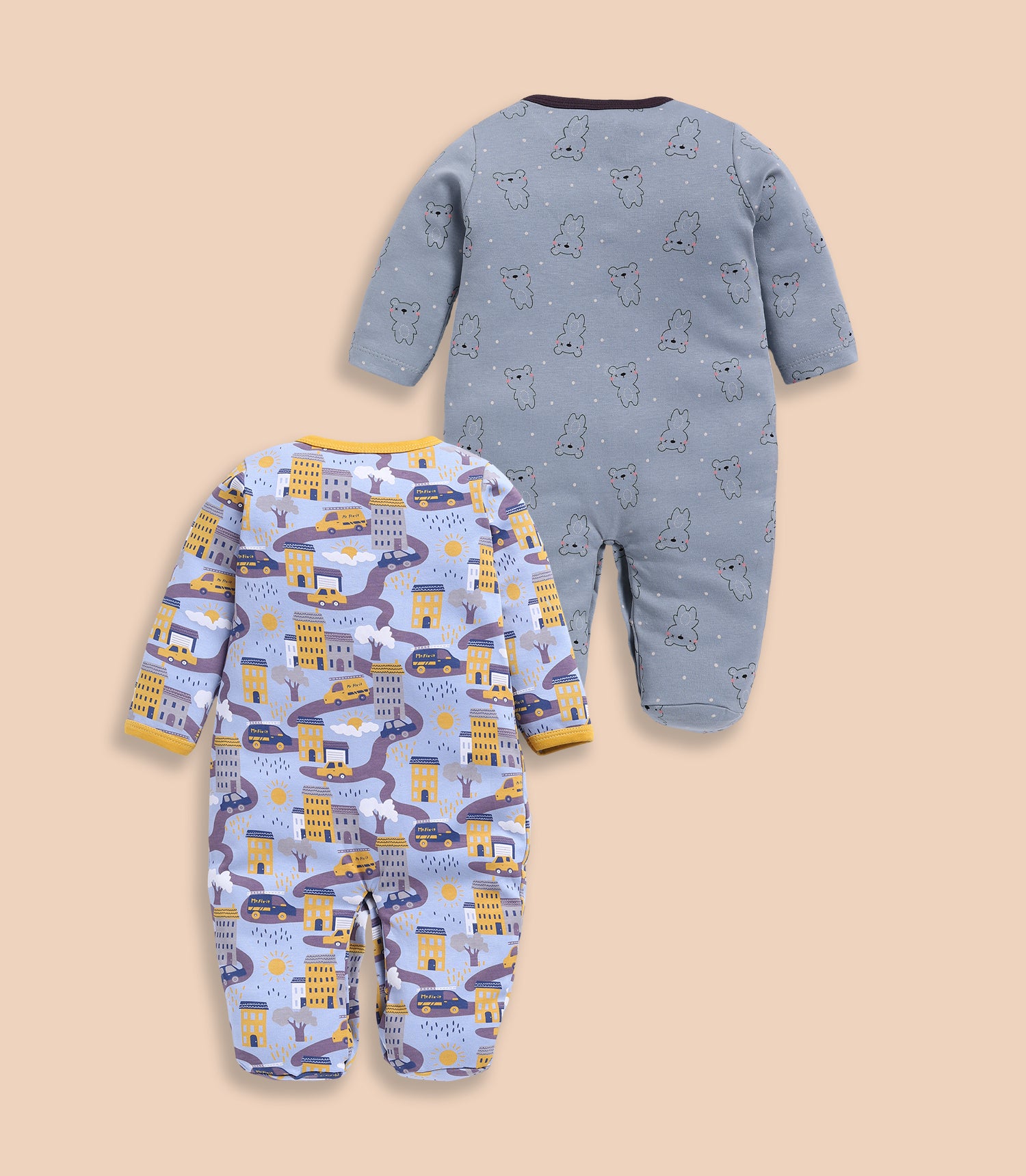 Full Sleeve Romper - Slate Grey & Yellow