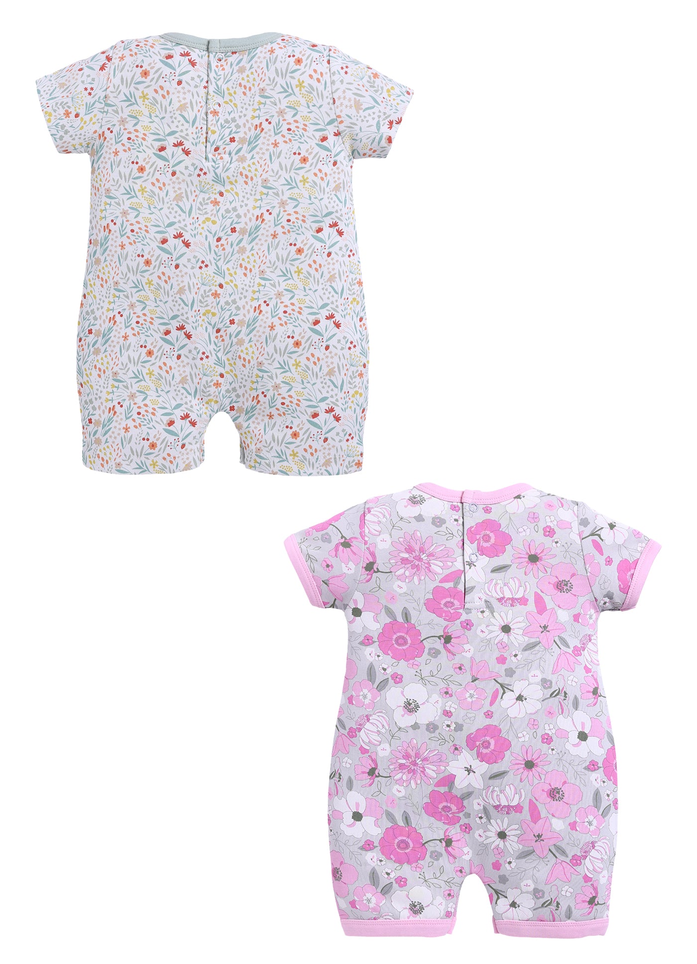 Half Sleeve Romper for Girls - Mint & Pink
