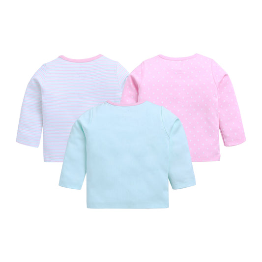 Baby Boys & Baby Girls Printed Pure Cotton T Shirt  (Multicolor, Pack of 3)
