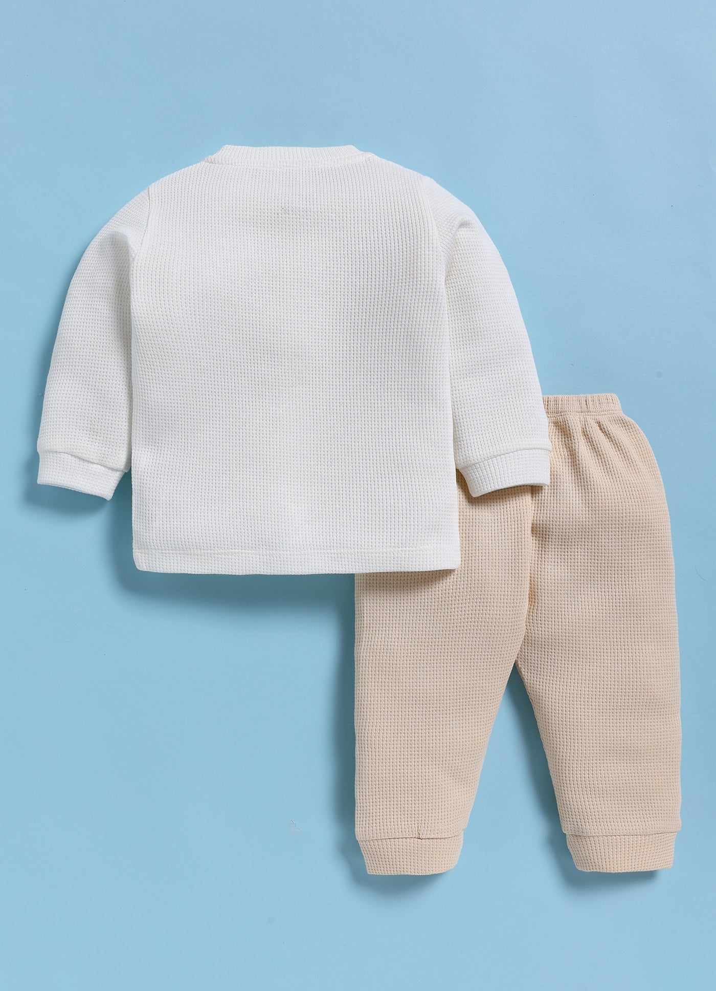 Full-Sleeve Top & Bottom Set for Boys â€“ White Cute Teddy