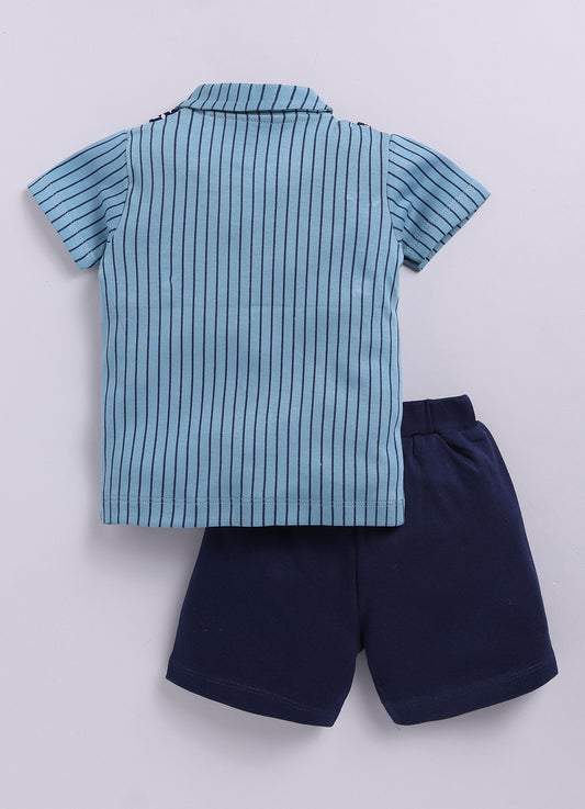 Baby Boy Collar Half T Shirt & Shorts Set-Green