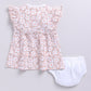 Baby Girl Floral Print Ruffle Sleeve Dress & Panty Set-MOUVE