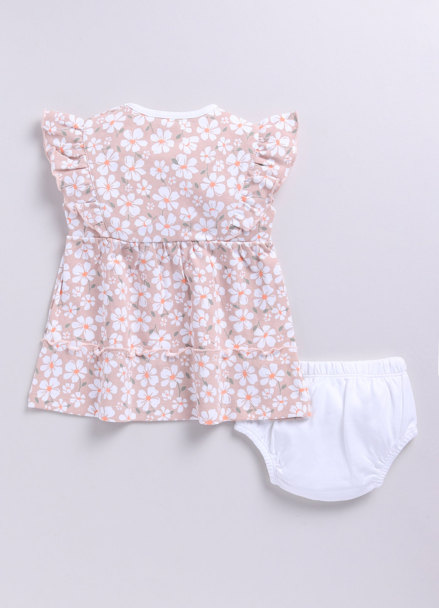 Baby Girl Floral Print Ruffle Sleeve Dress & Panty Set-MOUVE