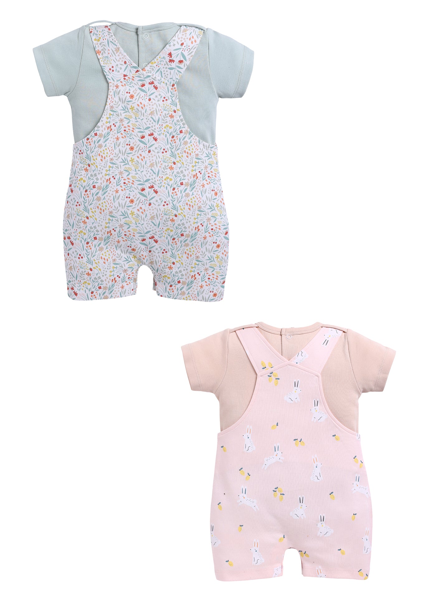 Half Sleeve Dungaree for Girls - Mint & Rose
