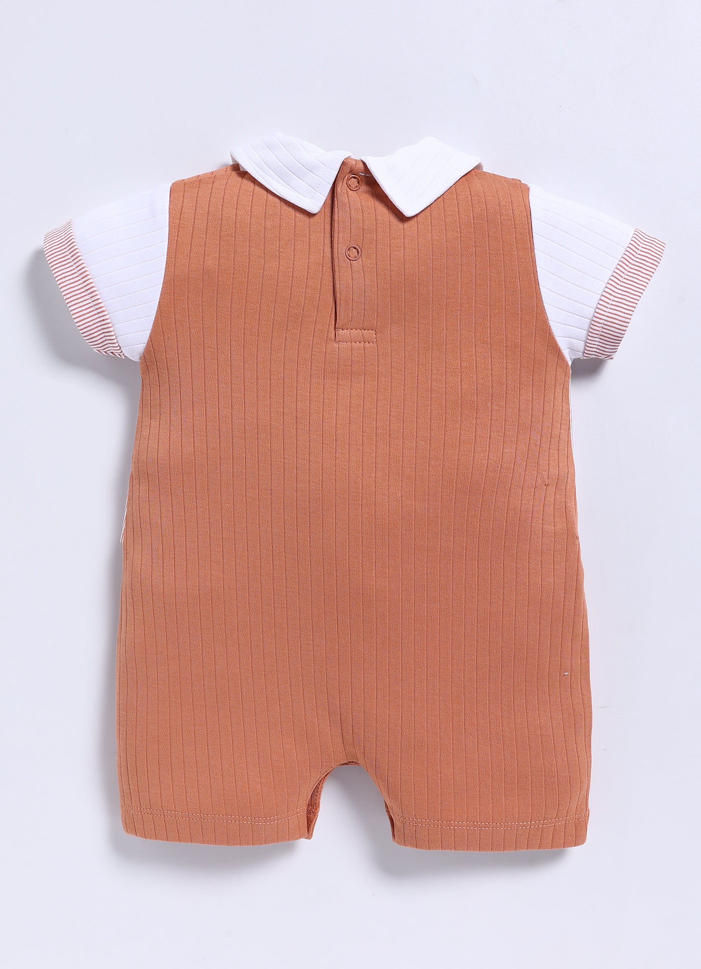 Half-Sleeve Romper for Boys - Cinnamon with Jacket Happy