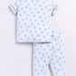 Bear Printed Baby Girl Half Sleeves Night Suit-Sky