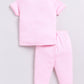 Stripped Baby Girl Half Sleeves Night Suit-PINK