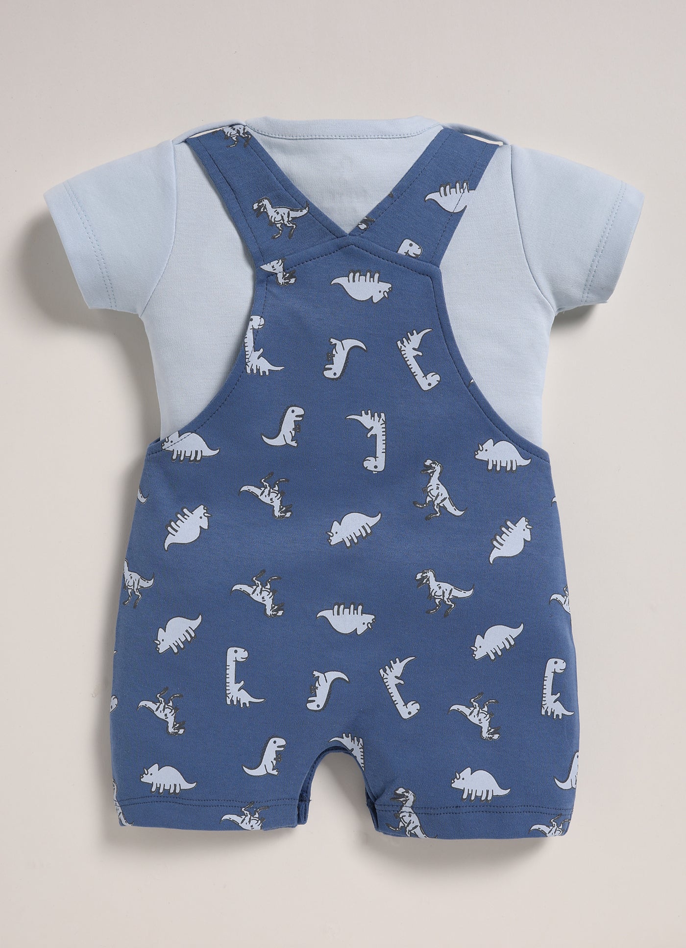 Half Sleeve Dungaree for Boys – Navy Blue Little Dinos