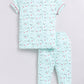 Cherry Prined & Comfy Half Sleeve Girl Night Suit-PISTA GREEN