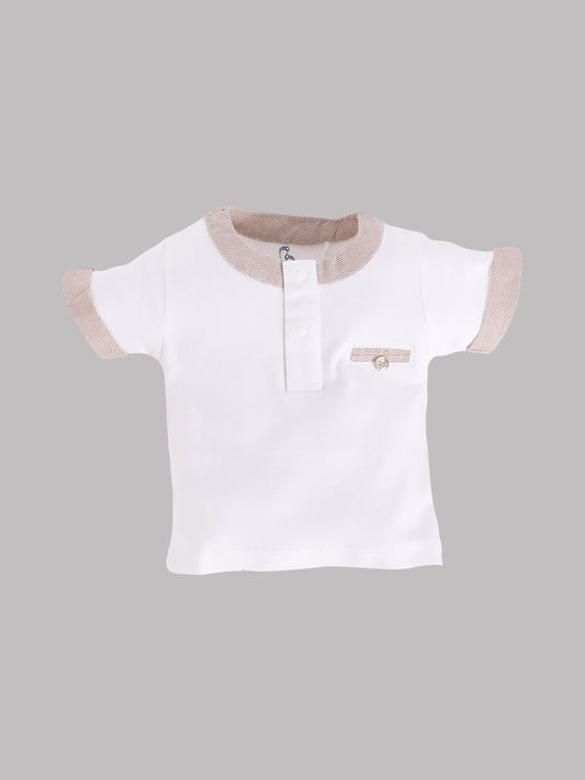 Half T-shirt and Shorts Set for Baby Boys 100% pure cotton-BEIGE