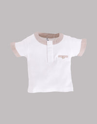 Half T-shirt and Shorts Set for Baby Boys 100% pure cotton-BEIGE

