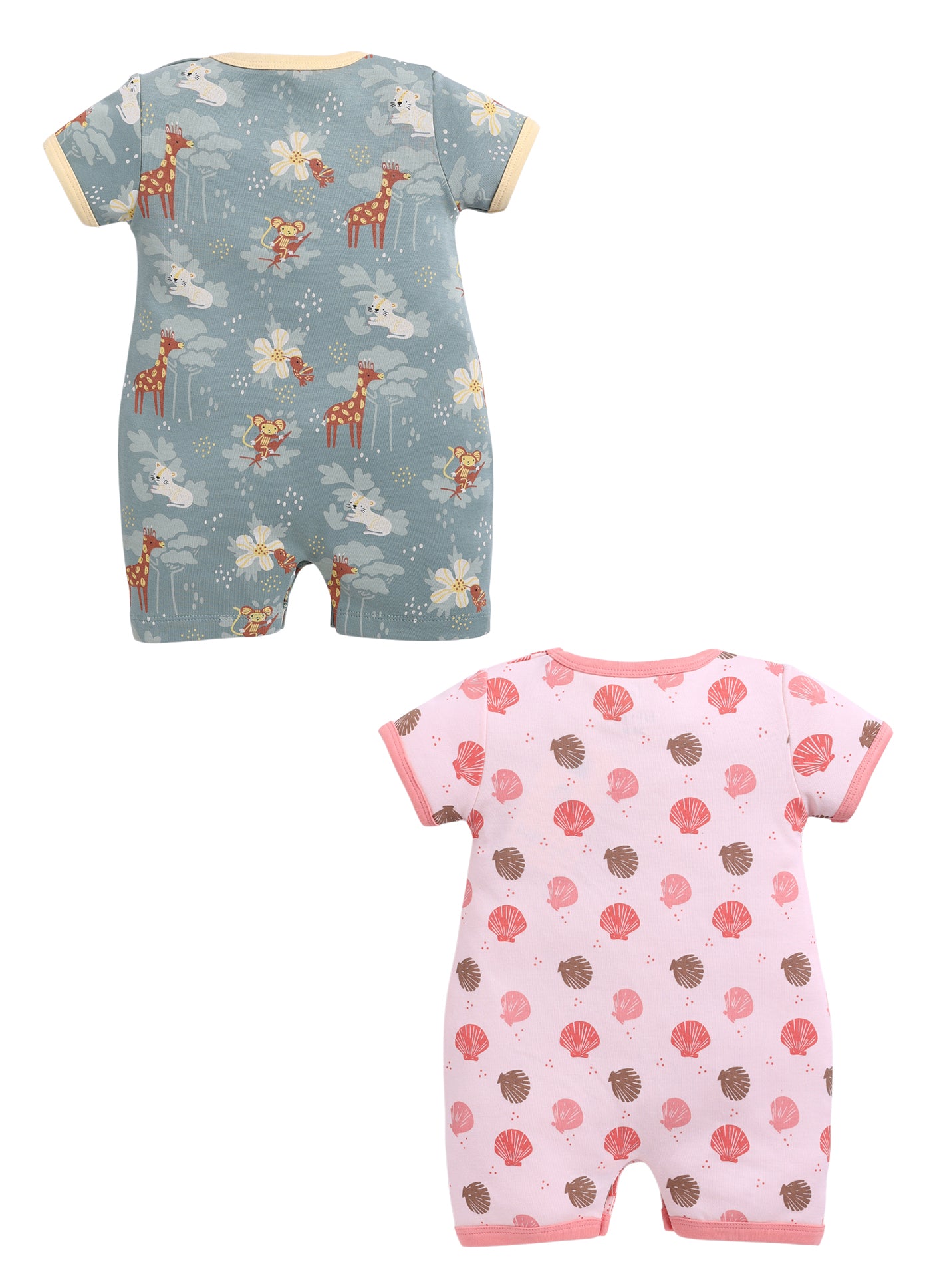 Half Sleeve Romper for Girls - Coral & Olive