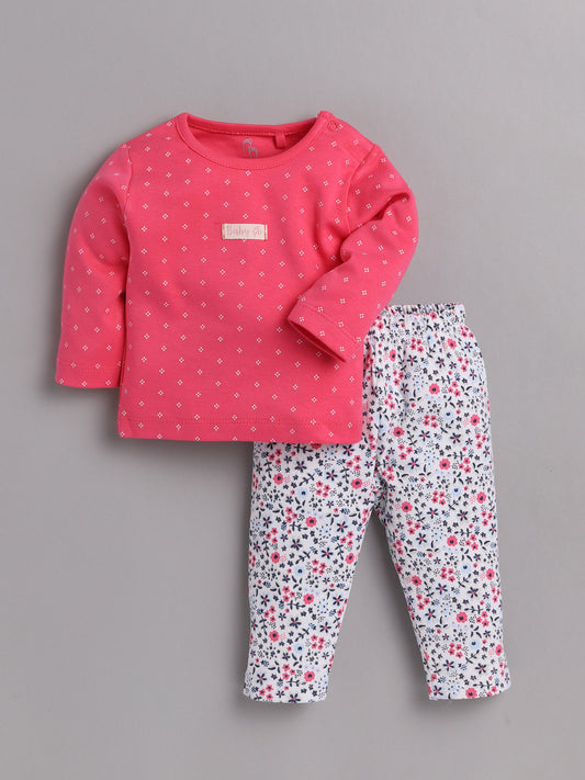 Baby full sleeve Cotton Dress/T-shirts pant set clothes for Baby Girl FUSHIA