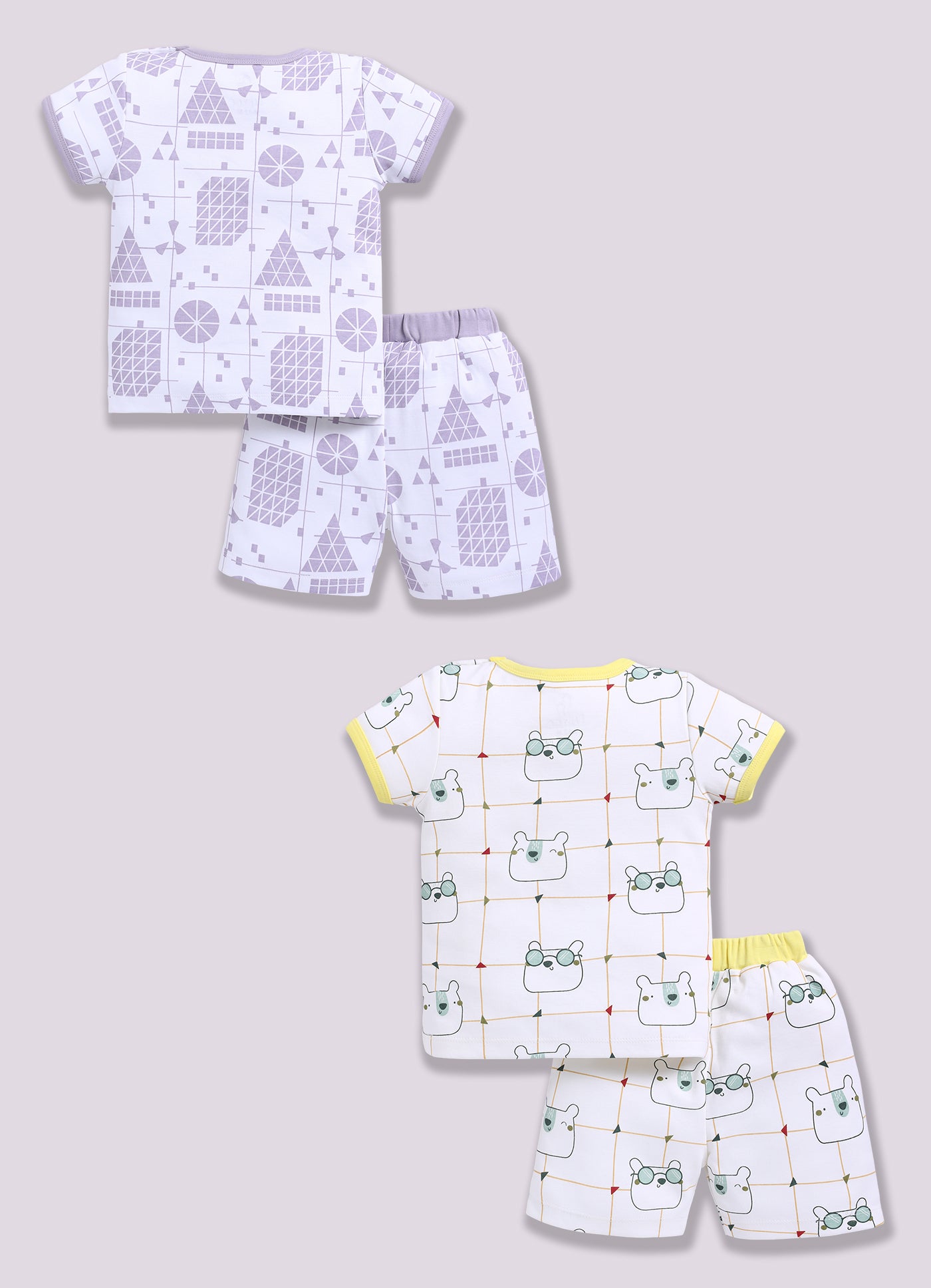 Half Sleeve Top & Bottom for Boys - Off-White & Green