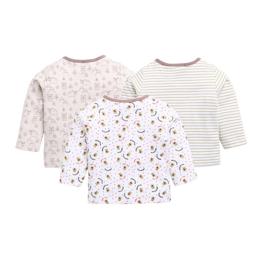 Baby Boys & Baby Girls Printed Pure Cotton T Shirt  (White, Pack of 3)