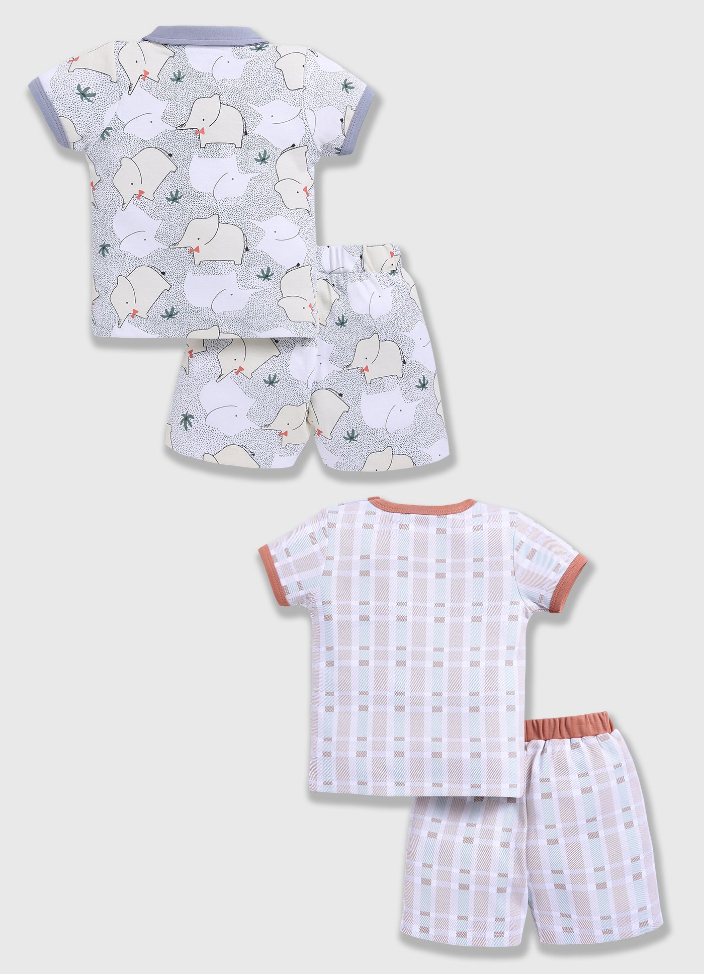 Half Sleeve Top & Bottom for Boys - Light Green & Tan