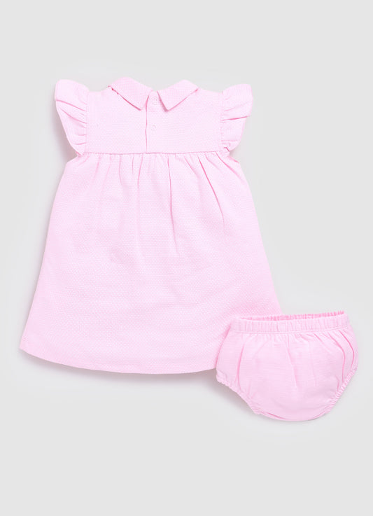 Half Sleeve Coller Neck Baby Girl Frock/Dress-Pink