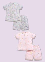 Half-Sleeve Top & Bottom For Girls - Mint & Rose