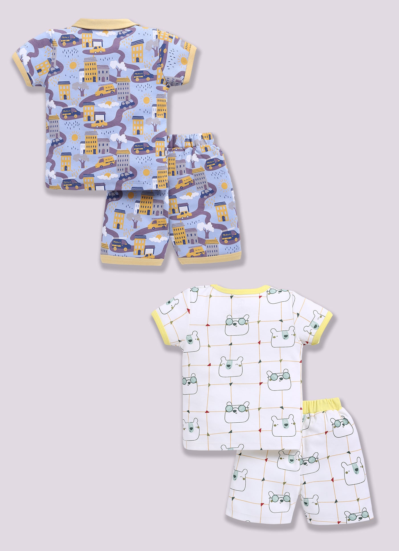 Half Sleeve Top & Bottom for Boys - Yellow & Green