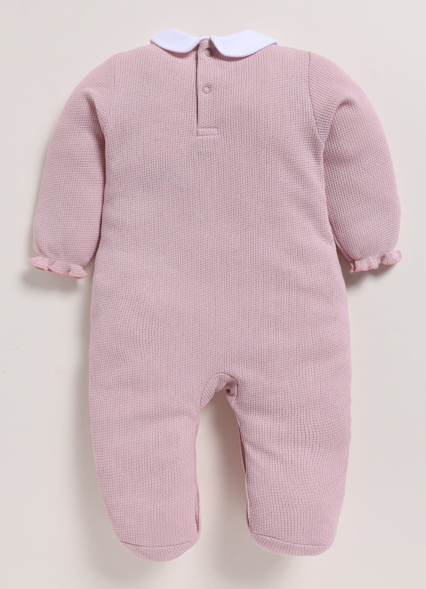 Full Sleeve Romper for Girls - Mauve Waffle Knit