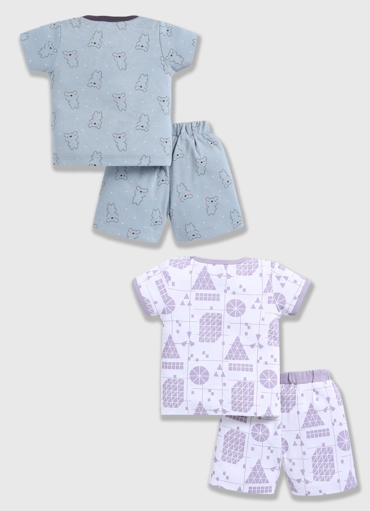 Half Sleeve Top & Bottom for Boys - Slate Grey & OffWhite