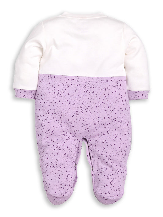 BABY GO 100% Pure Cotton Full Sleeves Rompers/Bodysuit/Sleepsuit for Baby Girls- PURPLE