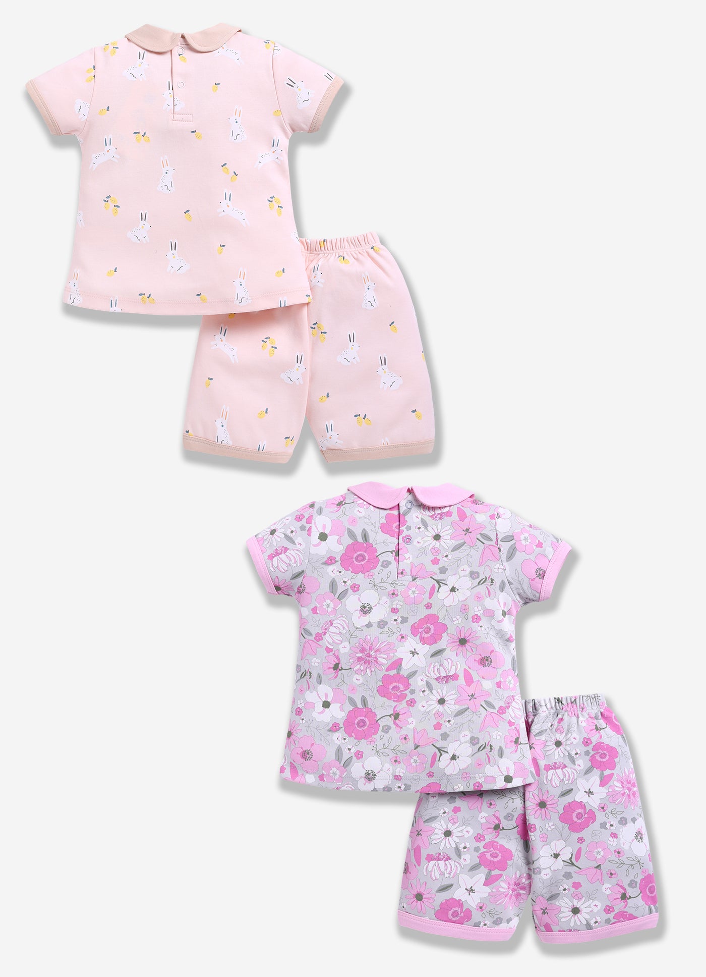 Half-Sleeve Top & Bottom For Girls - Pink & Rose